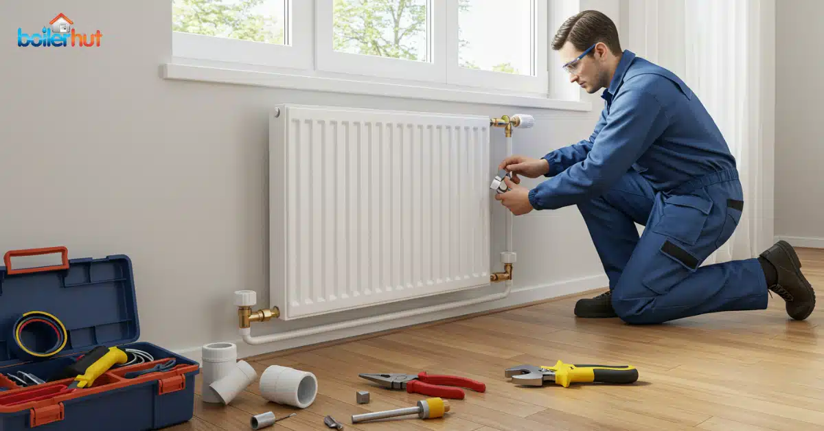 Engineer working on a heating system